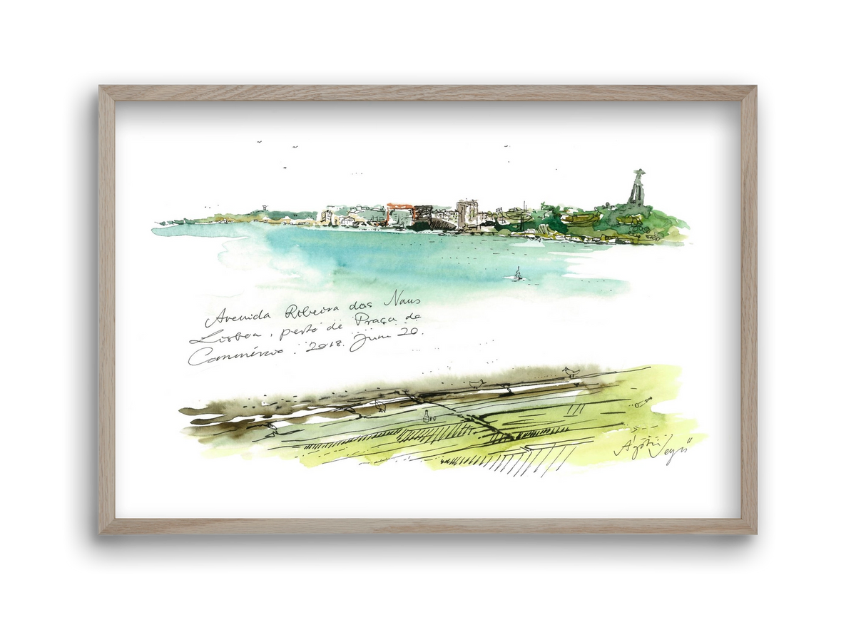 LISBON AQUARELLE NO.24, 45x30 cm (45x30 cm), Tölgy keret