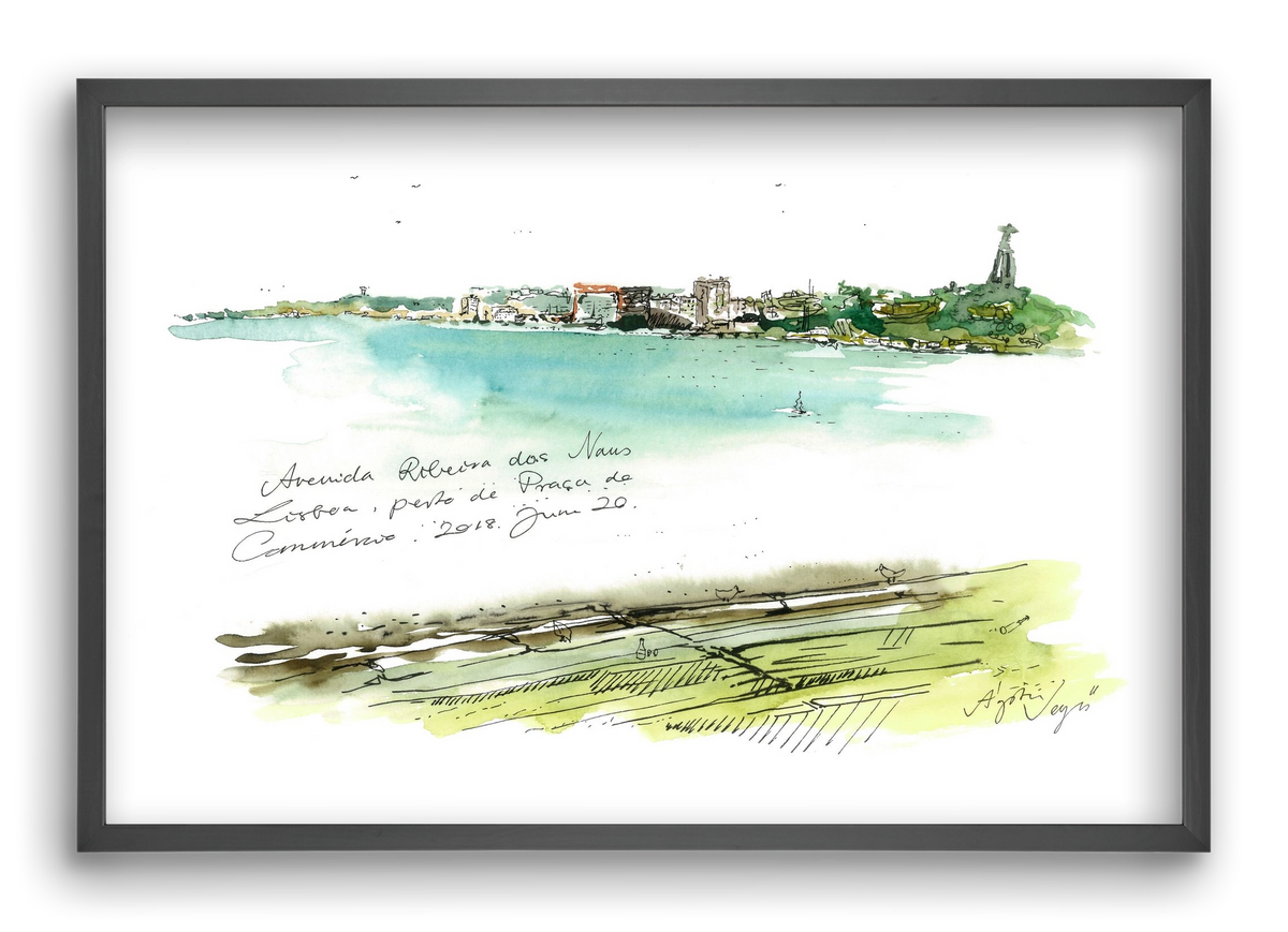 LISBON AQUARELLE NO.24, 60x40 cm (60x40 cm), Fekete keret