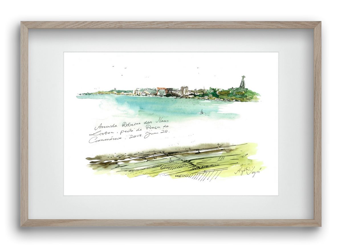 LISBON AQUARELLE NO.24, 60x40 cm (45x30 cm), Tölgy keret, paszpartuval