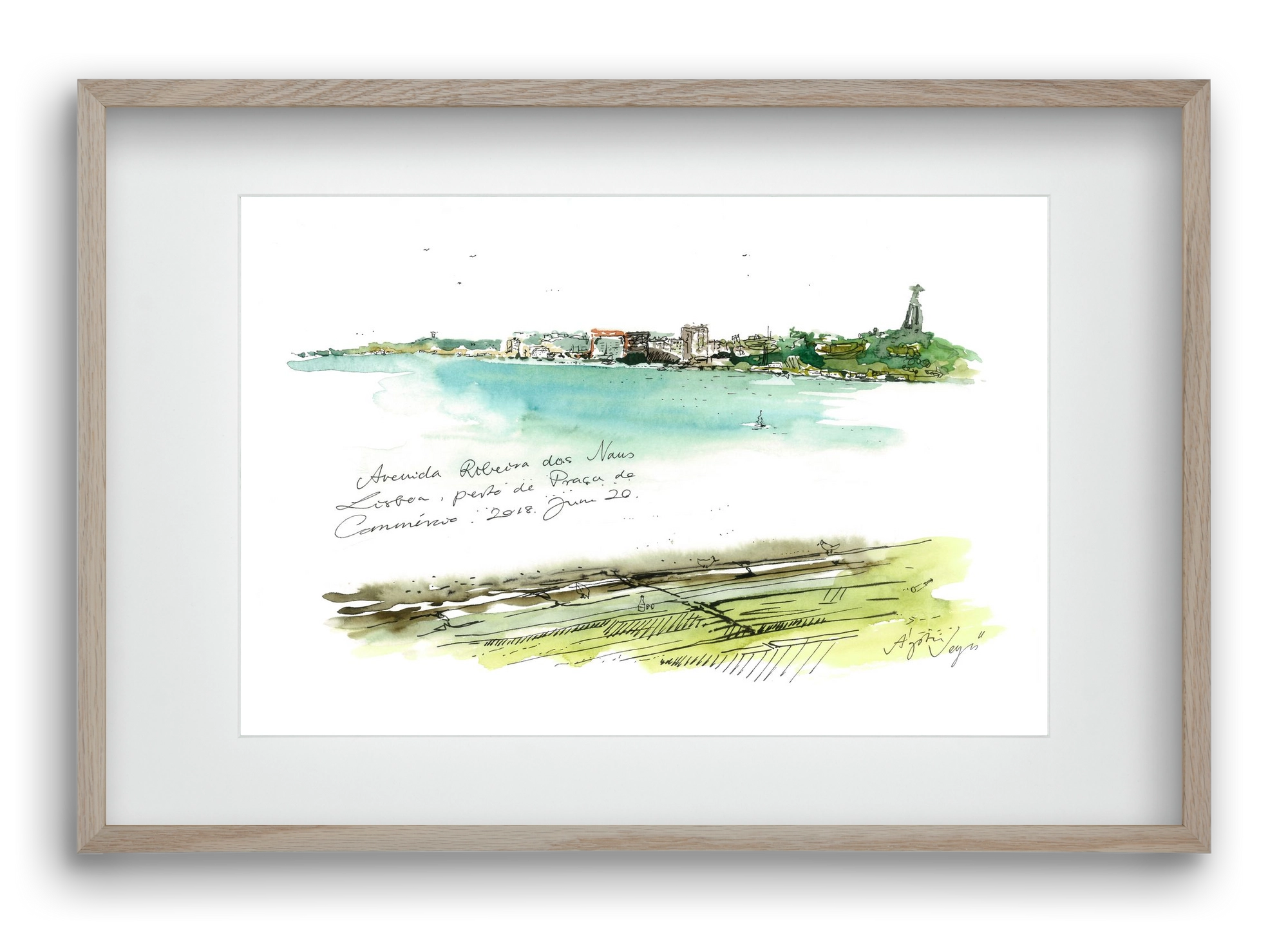 LISBON AQUARELLE NO.24, 60x40 cm (45x30 cm), Tölgy keret, paszpartuval