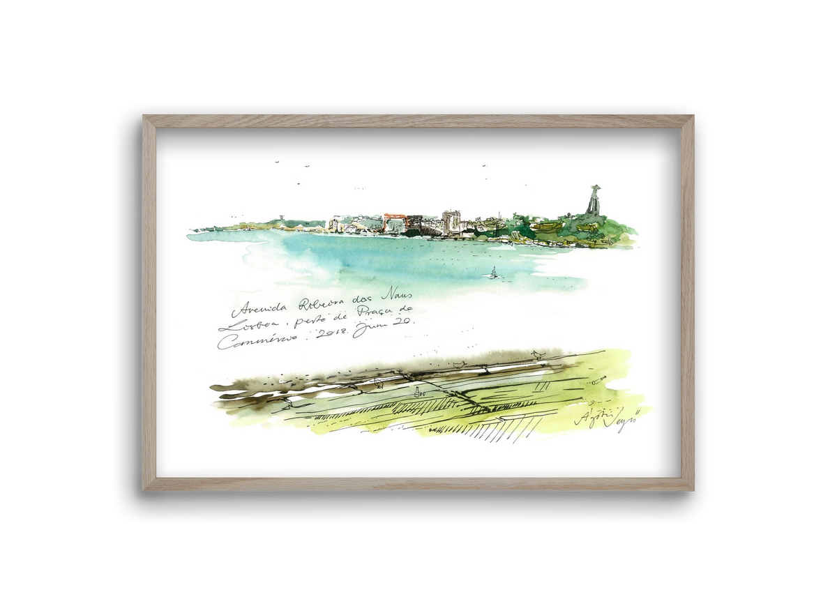 LISBON AQUARELLE NO.24, 30x20 cm (30x20 cm), Tölgy keret