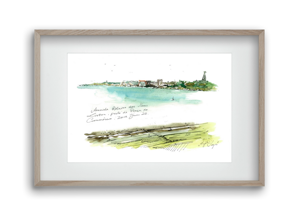 LISBON AQUARELLE NO.24, 45x30 cm (30x20 cm), Tölgy keret, paszpartuval