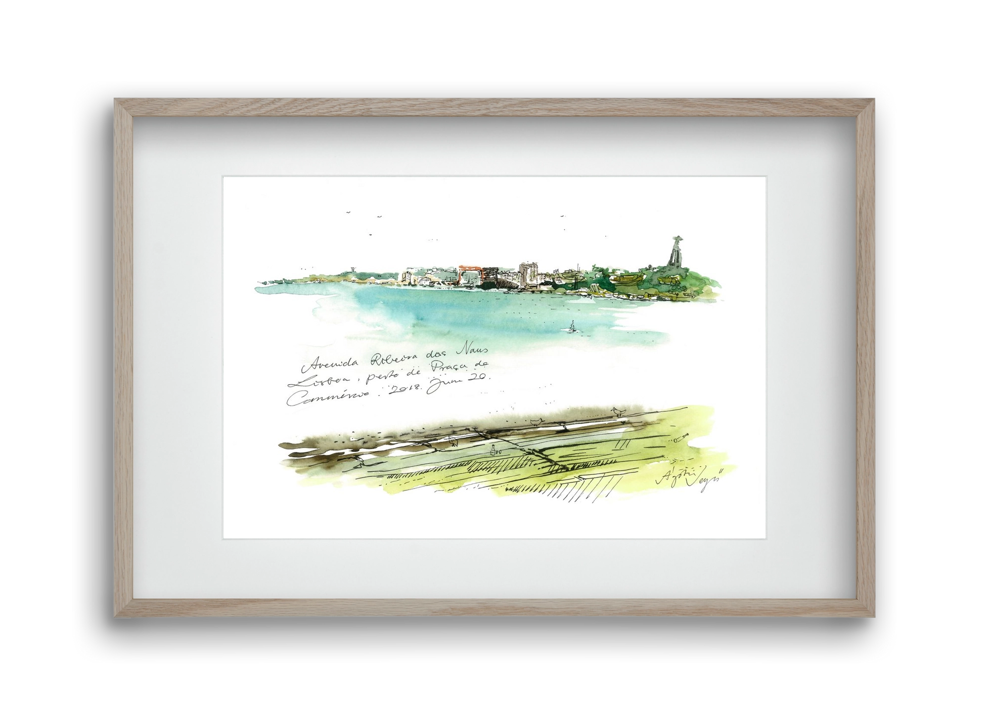 LISBON AQUARELLE NO.24, 45x30 cm (30x20 cm), Tölgy keret, paszpartuval