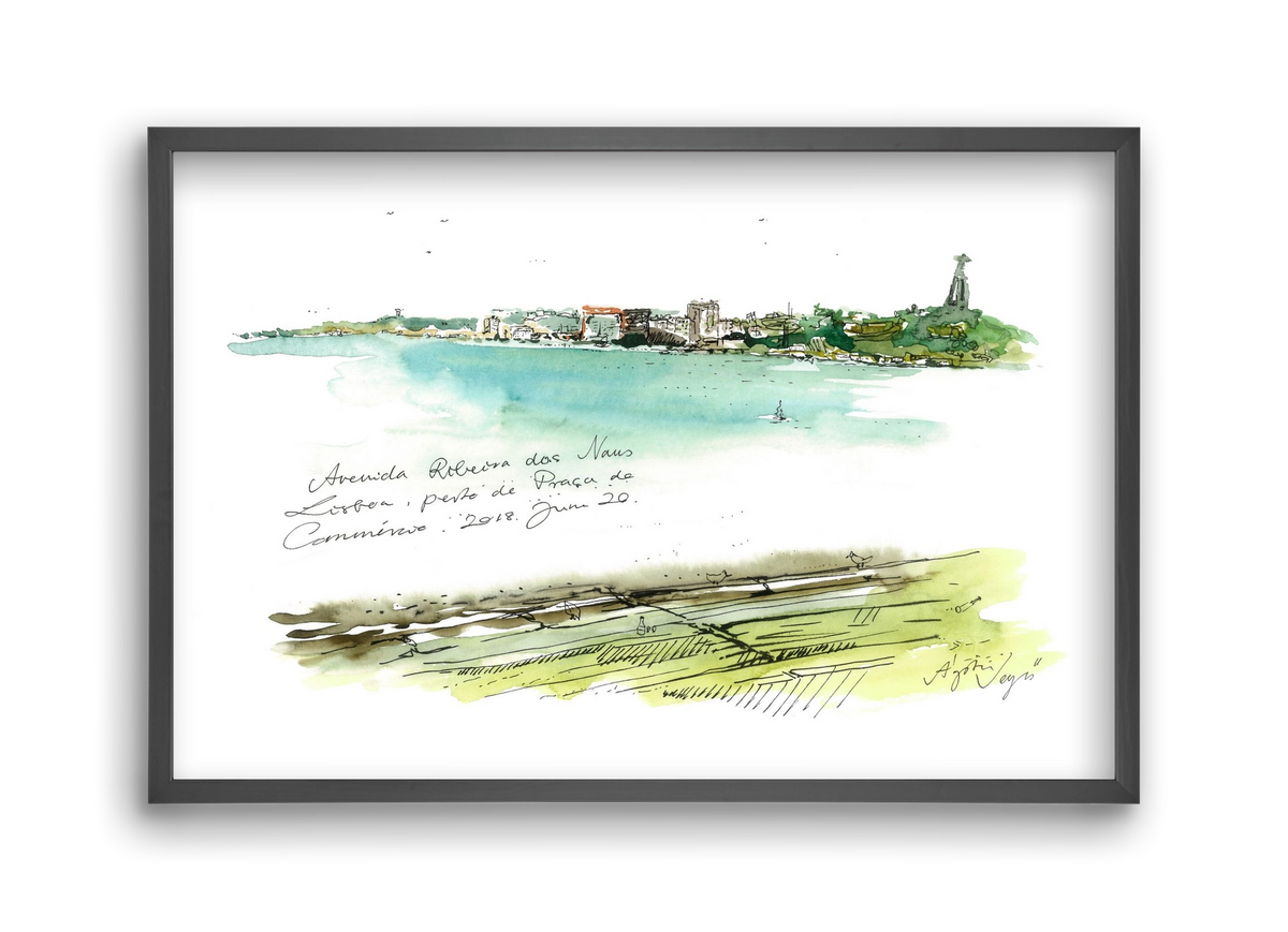 LISBON AQUARELLE NO.24, 45x30 cm (45x30 cm), Fekete keret