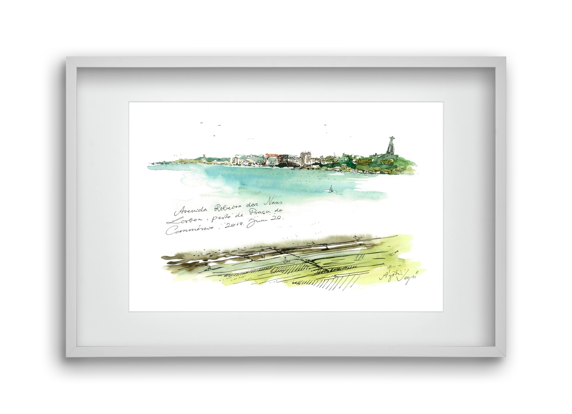 LISBON AQUARELLE NO.24, 45x30 cm (30x20 cm), Fehér keret, paszpartuval