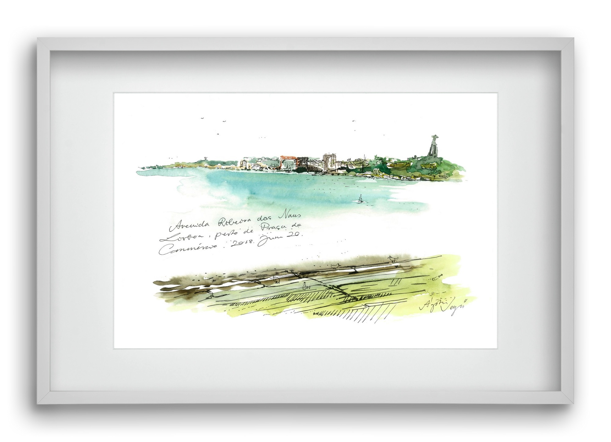 LISBON AQUARELLE NO.24, 60x40 cm (45x30 cm), Fehér keret, paszpartuval