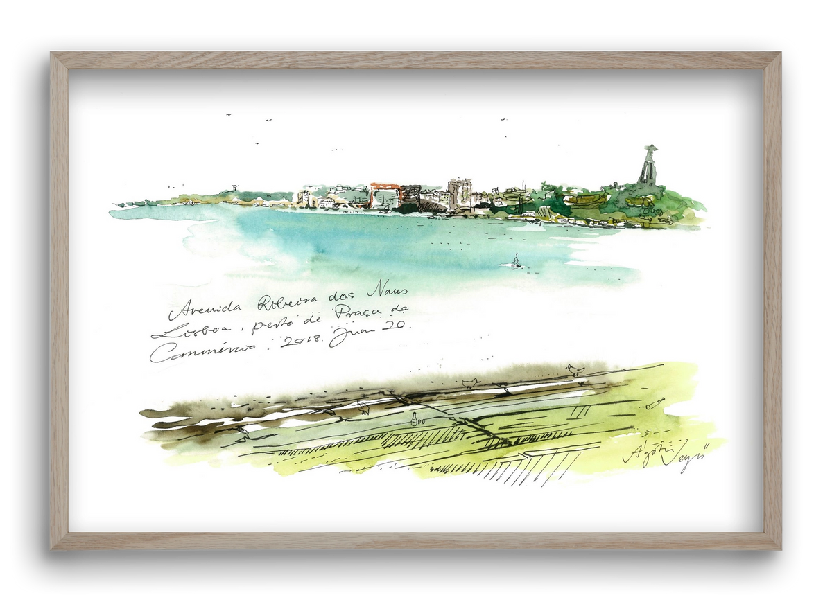 LISBON AQUARELLE NO.24, 60x40 cm (60x40 cm), Tölgy keret