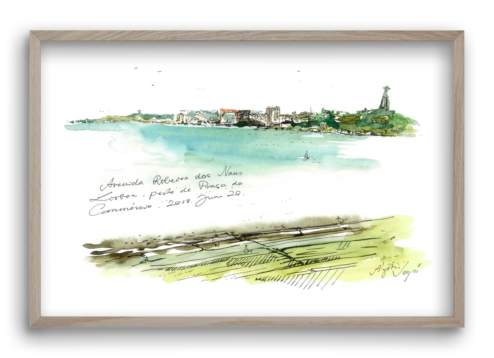 LISBON AQUARELLE NO.24, 60x40 cm (60x40 cm), Tölgy keret