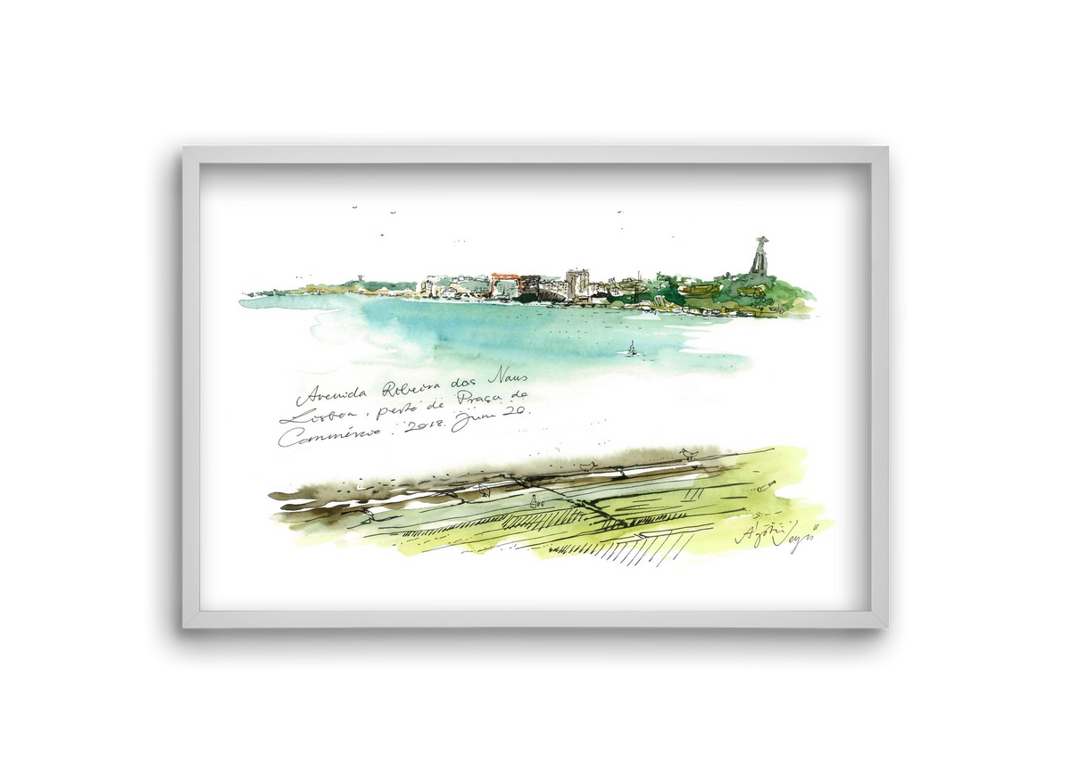 LISBON AQUARELLE NO.24, 30x20 cm (30x20 cm), Fehér keret