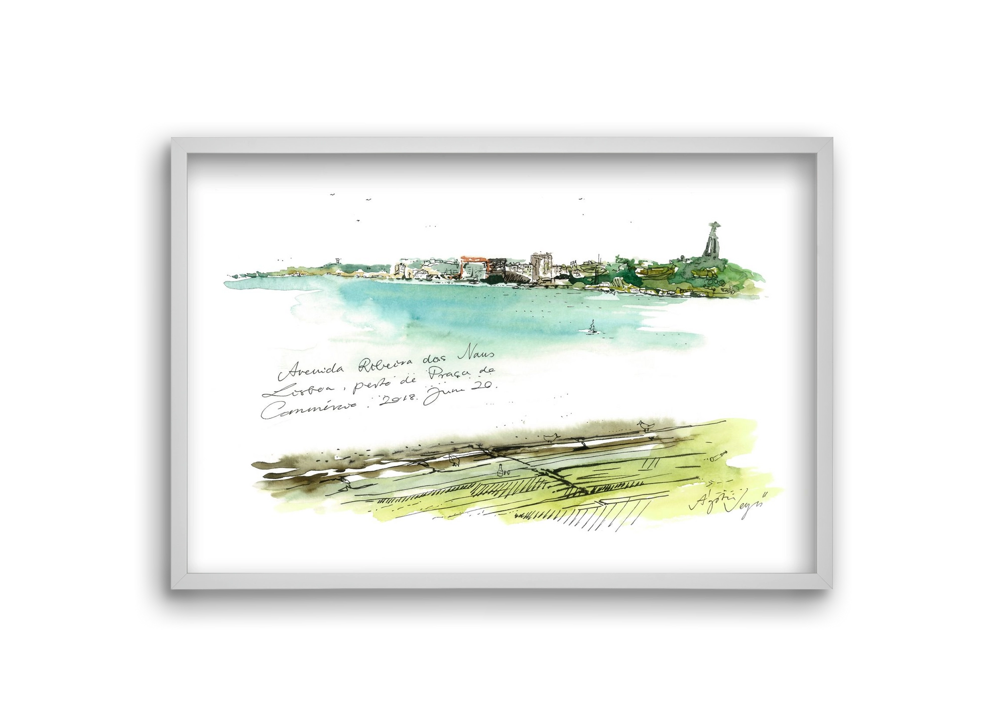 LISBON AQUARELLE NO.24, 30x20 cm (30x20 cm), Fehér keret