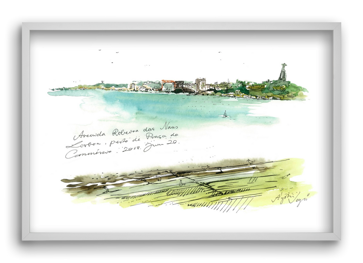 LISBON AQUARELLE NO.24, 60x40 cm (60x40 cm), Fehér keret