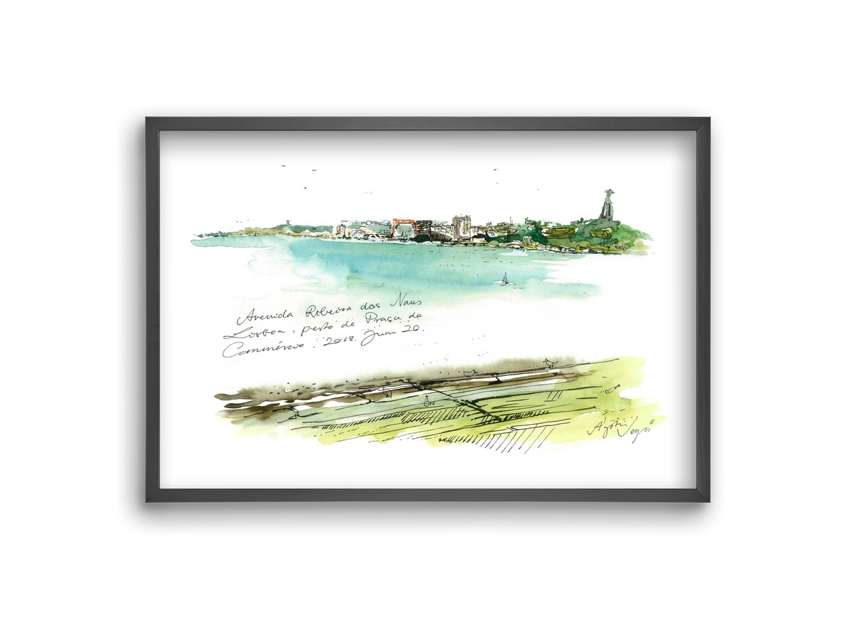 LISBON AQUARELLE NO.24, 30x20 cm (30x20 cm), Fekete keret