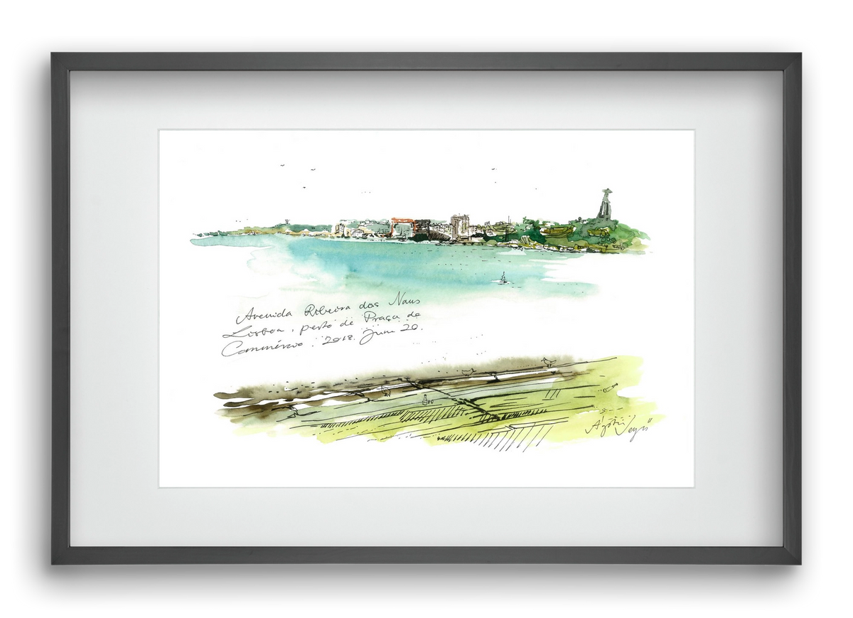 LISBON AQUARELLE NO.24, 60x40 cm (45x30 cm), Fekete keret, paszpartuval