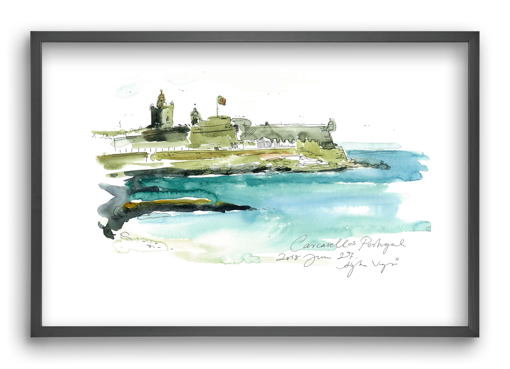 LISBON AQUARELLE NO.25, 60x40 cm (60x40 cm), Fekete keret