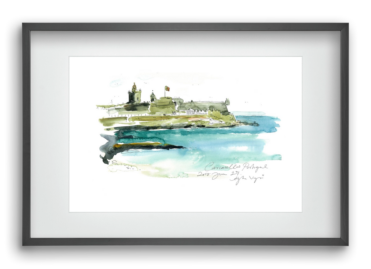 LISBON AQUARELLE NO.25, 60x40 cm (45x30 cm), Fekete keret, paszpartuval