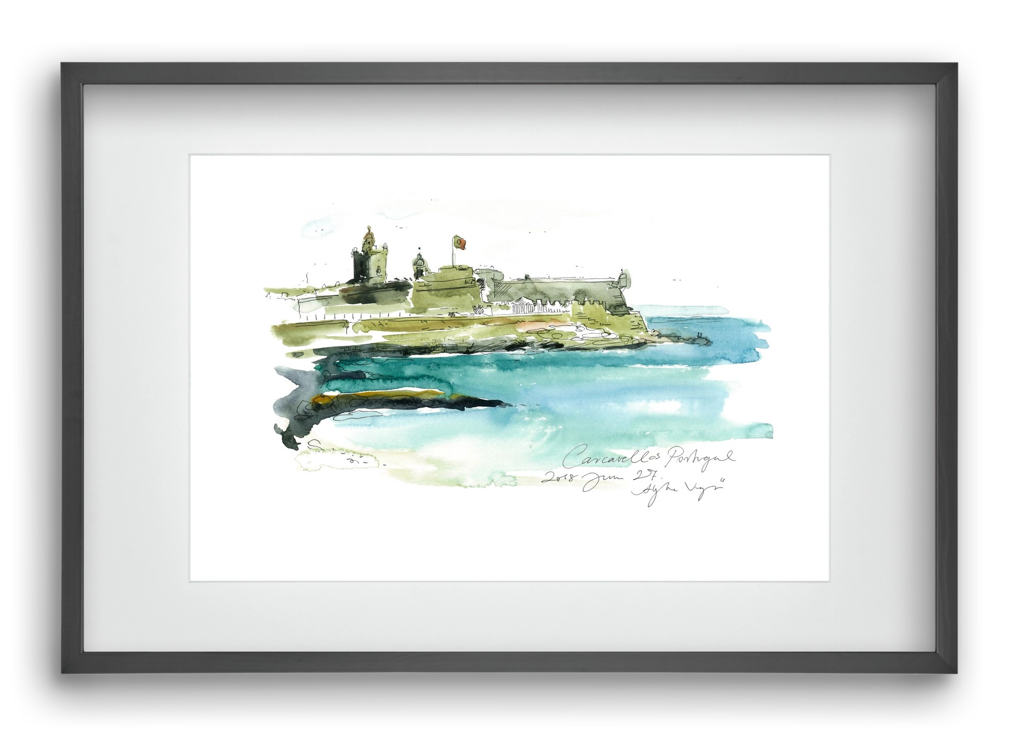 LISBON AQUARELLE NO.25, 60x40 cm (45x30 cm), Fekete keret, paszpartuval