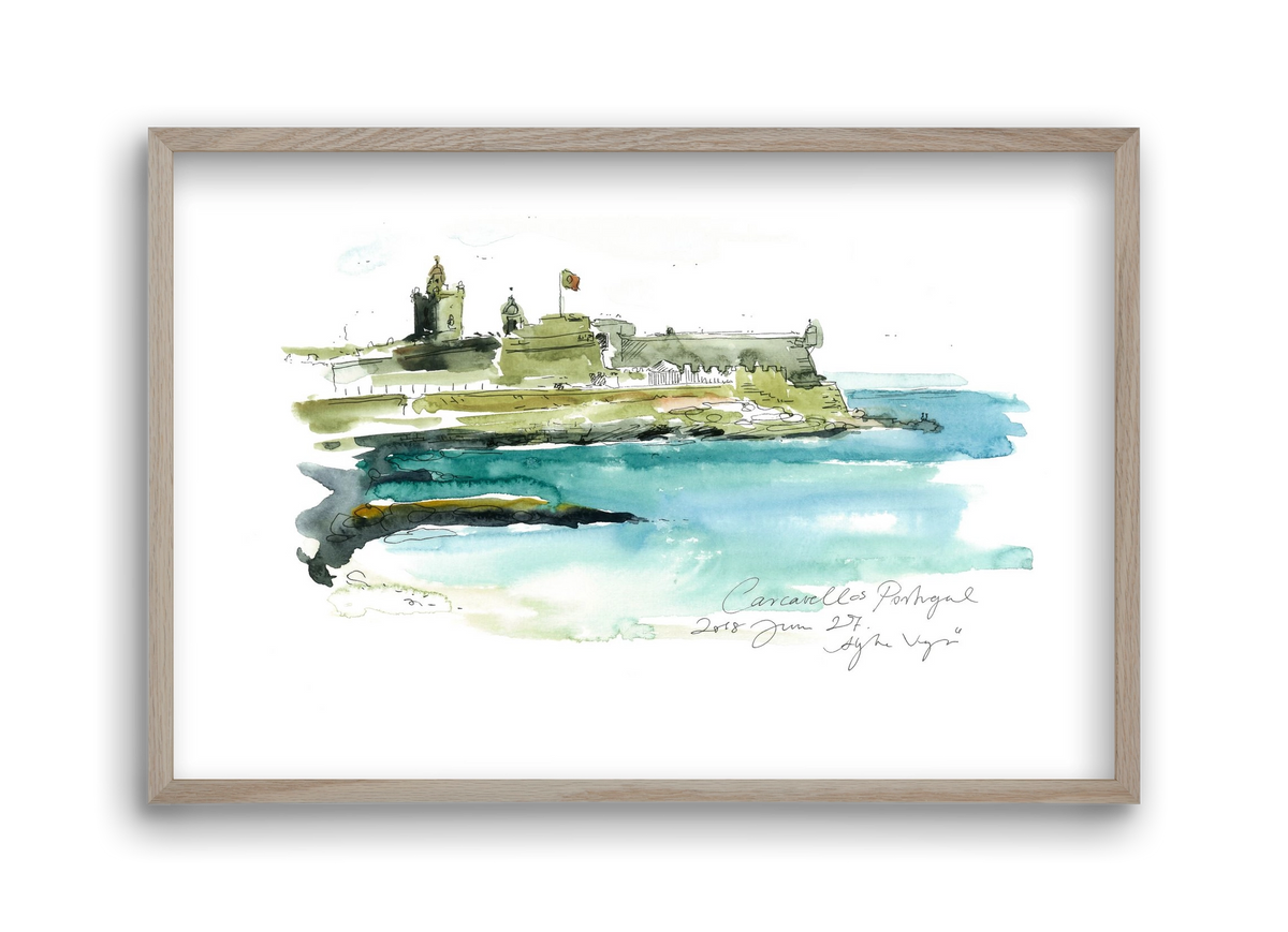 LISBON AQUARELLE NO.25, 45x30 cm (45x30 cm), Tölgy keret