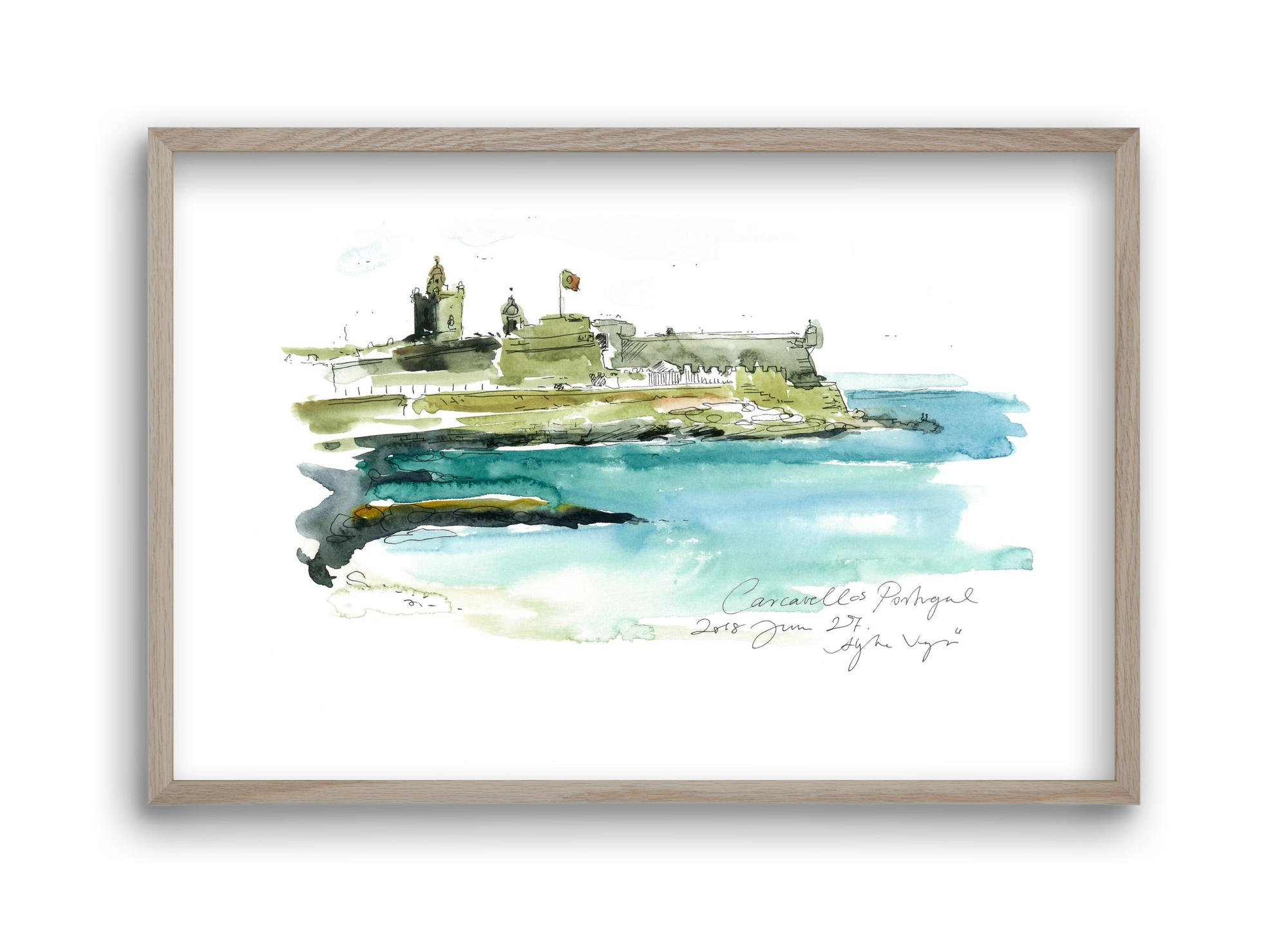 LISBON AQUARELLE NO.25, 45x30 cm (45x30 cm), Tölgy keret