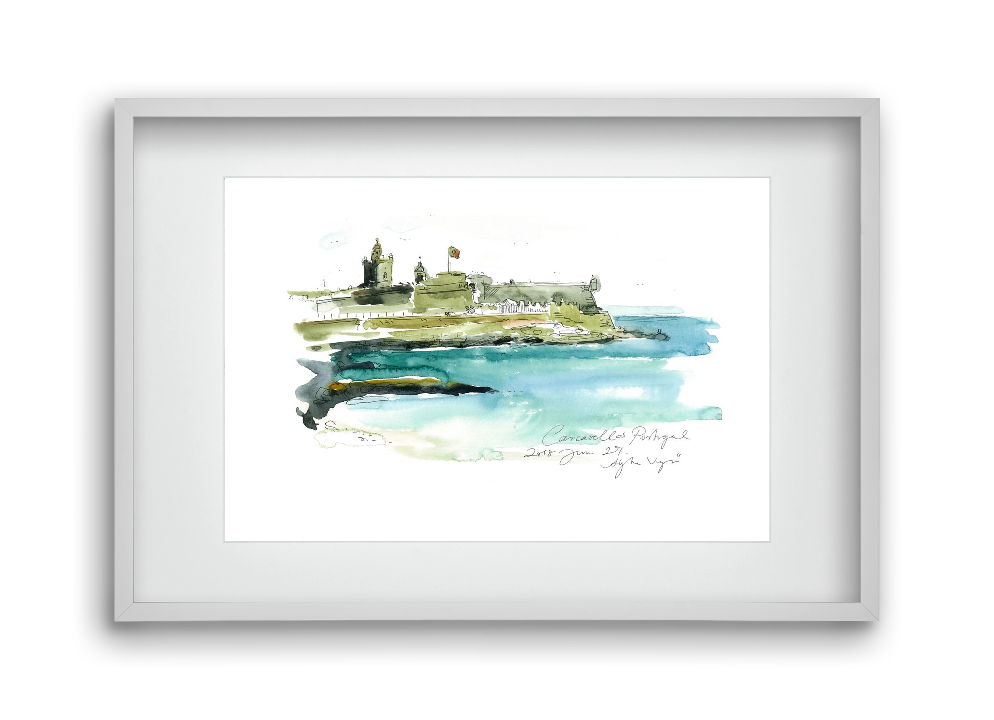 LISBON AQUARELLE NO.25, 45x30 cm (30x20 cm), Fehér keret, paszpartuval