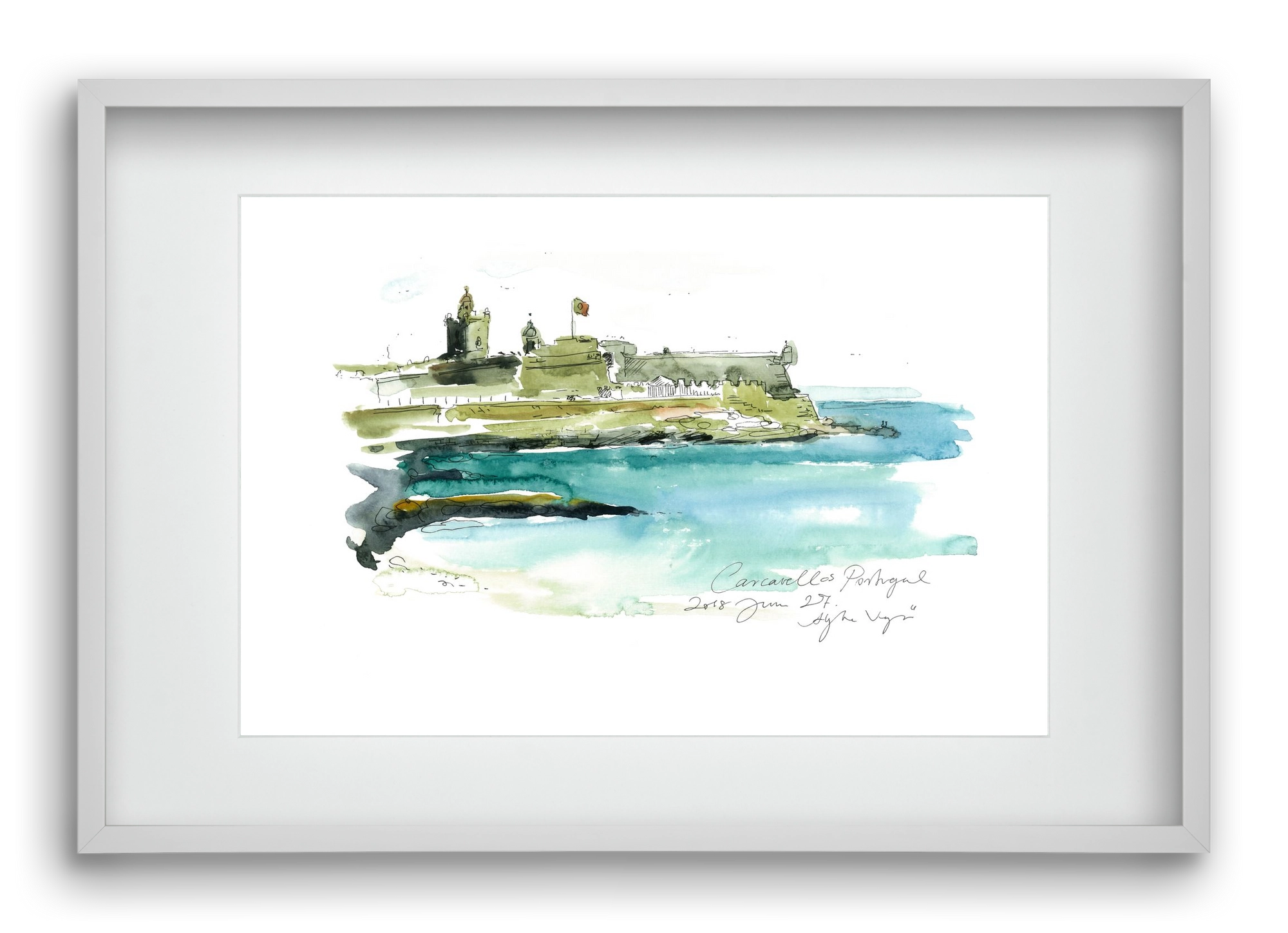 LISBON AQUARELLE NO.25, 60x40 cm (45x30 cm), Fehér keret, paszpartuval