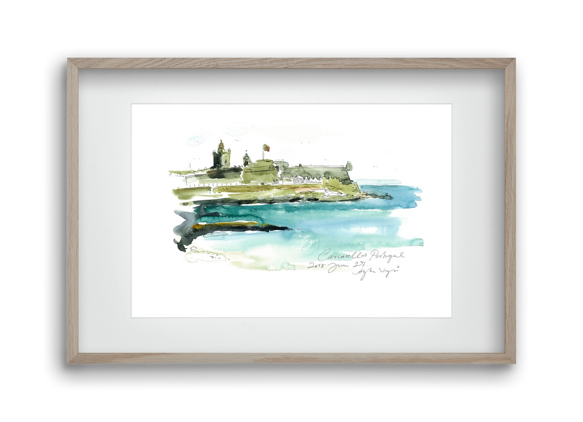 LISBON AQUARELLE NO.25, 45x30 cm (30x20 cm), Tölgy keret, paszpartuval