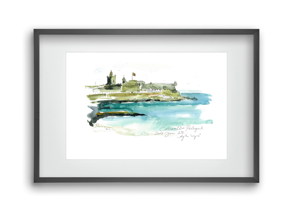 LISBON AQUARELLE NO.25, 45x30 cm (30x20 cm), Fekete keret, paszpartuval