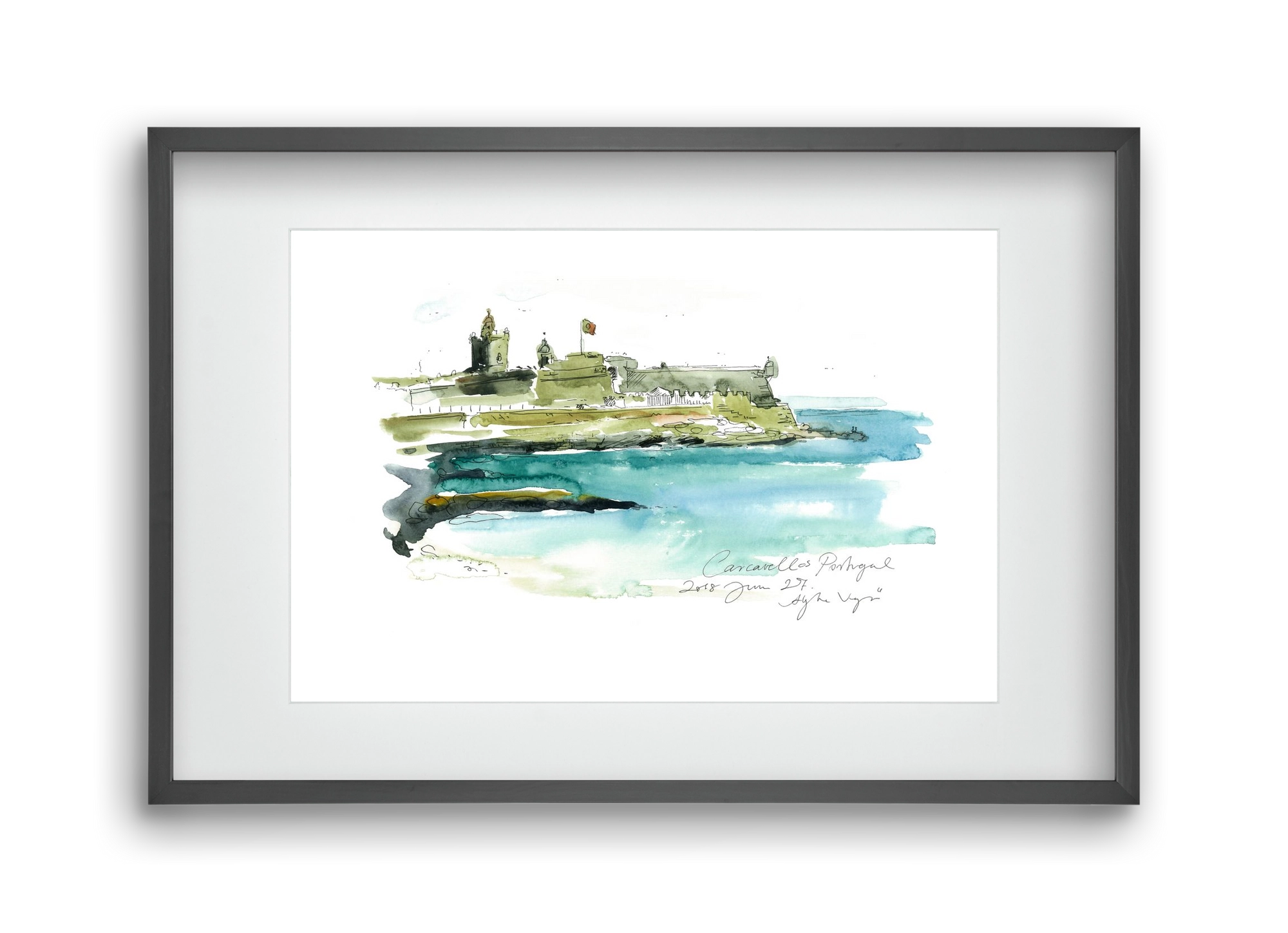 LISBON AQUARELLE NO.25, 45x30 cm (30x20 cm), Fekete keret, paszpartuval