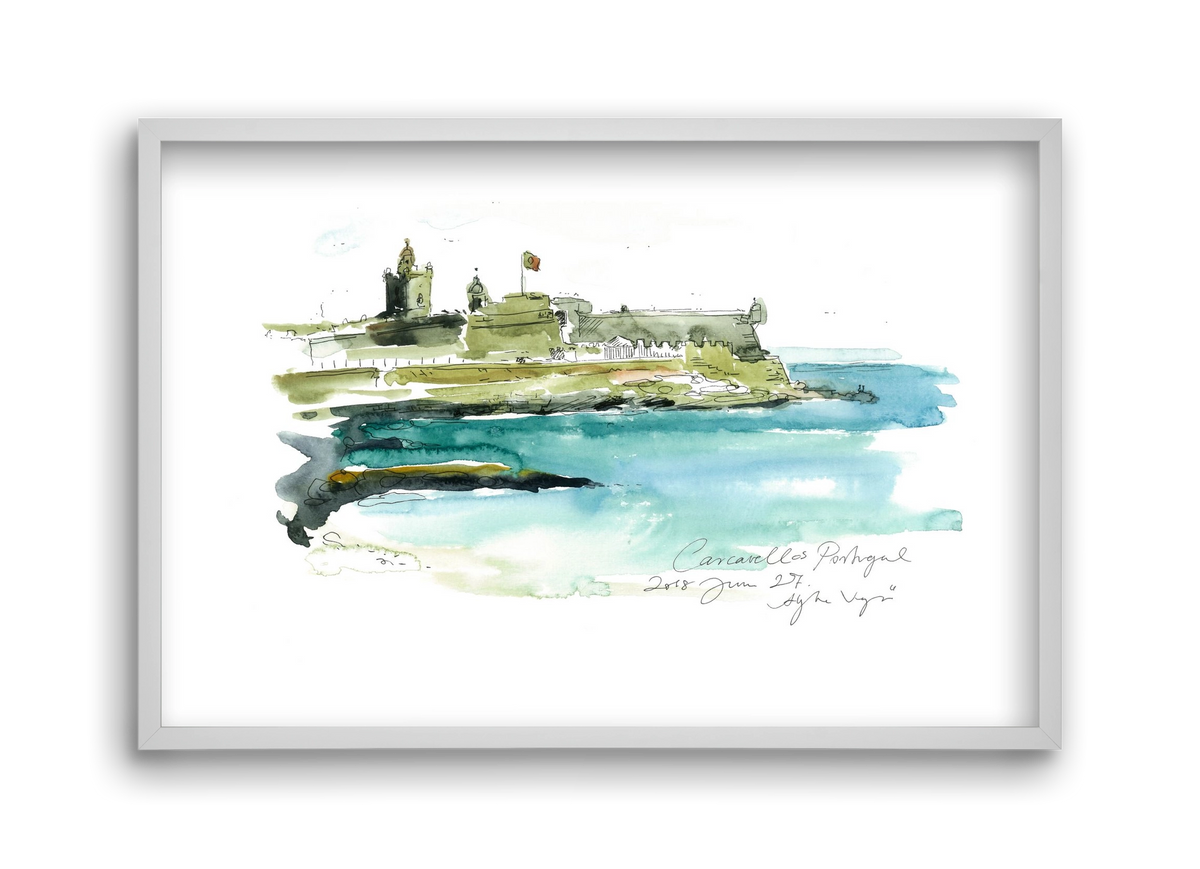LISBON AQUARELLE NO.25, 45x30 cm (45x30 cm), Fehér keret