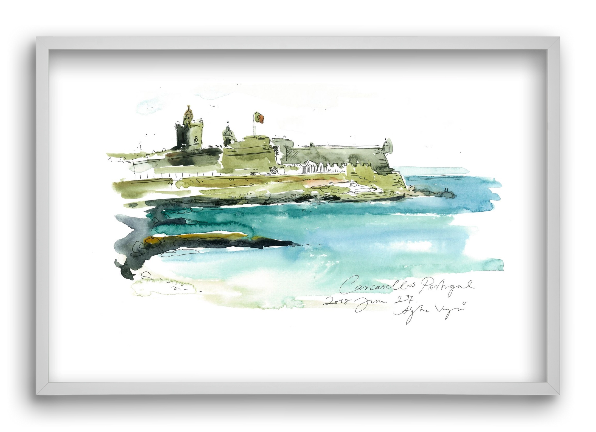 LISBON AQUARELLE NO.25, 60x40 cm (60x40 cm), Fehér keret