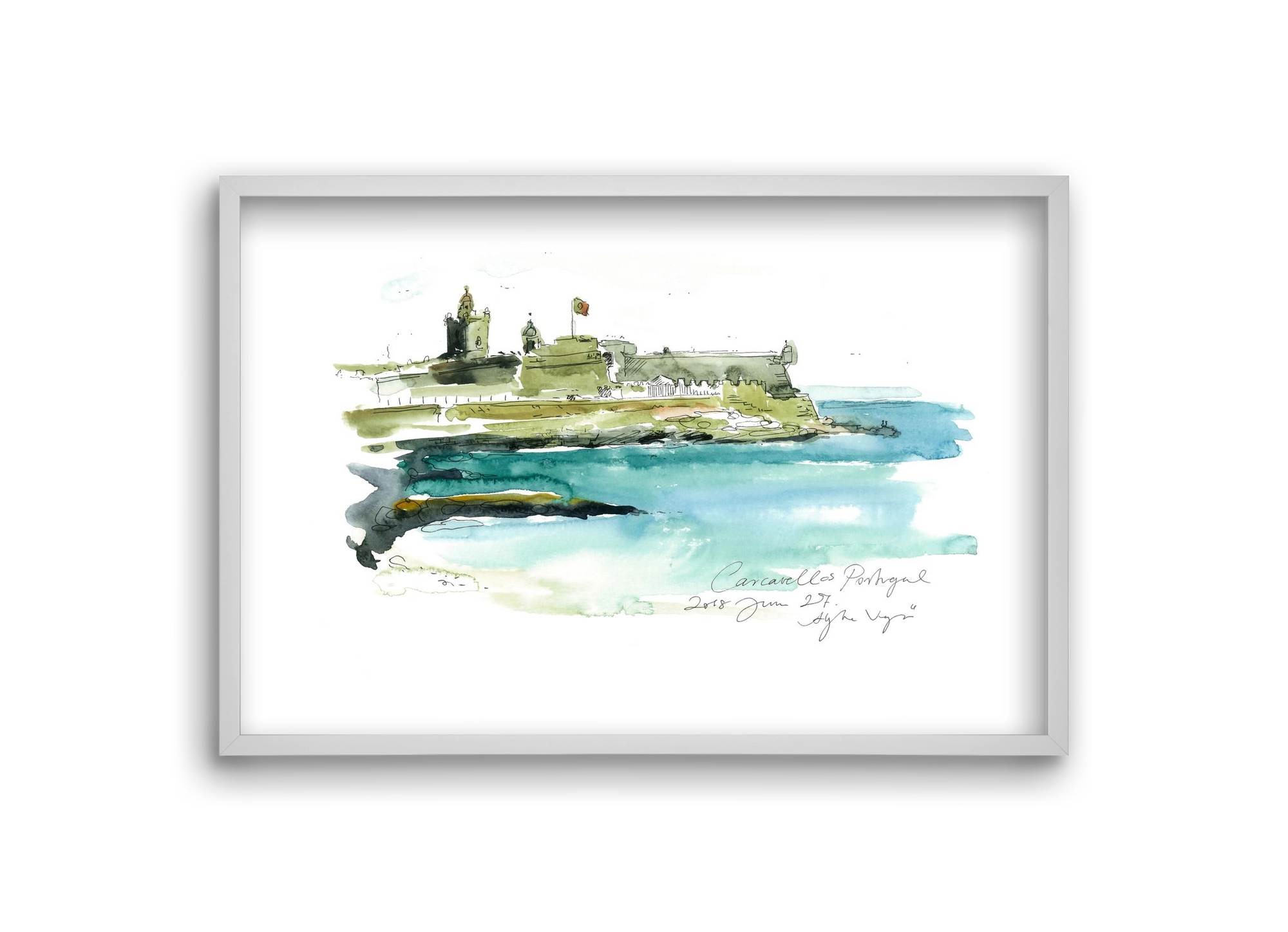 LISBON AQUARELLE NO.25, 30x20 cm (30x20 cm), Fehér keret