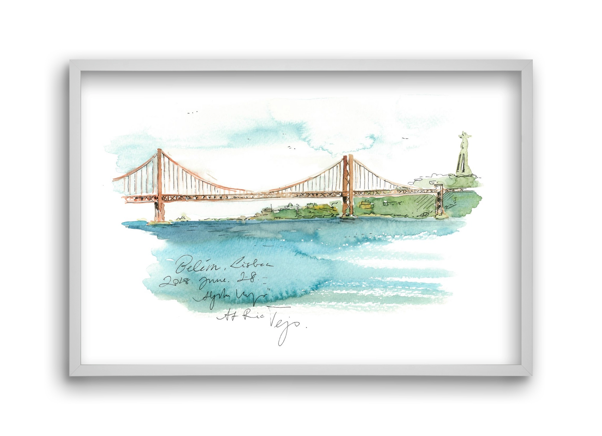 LISBON AQUARELLE NO.26, 45x30 cm (45x30 cm), Fehér keret