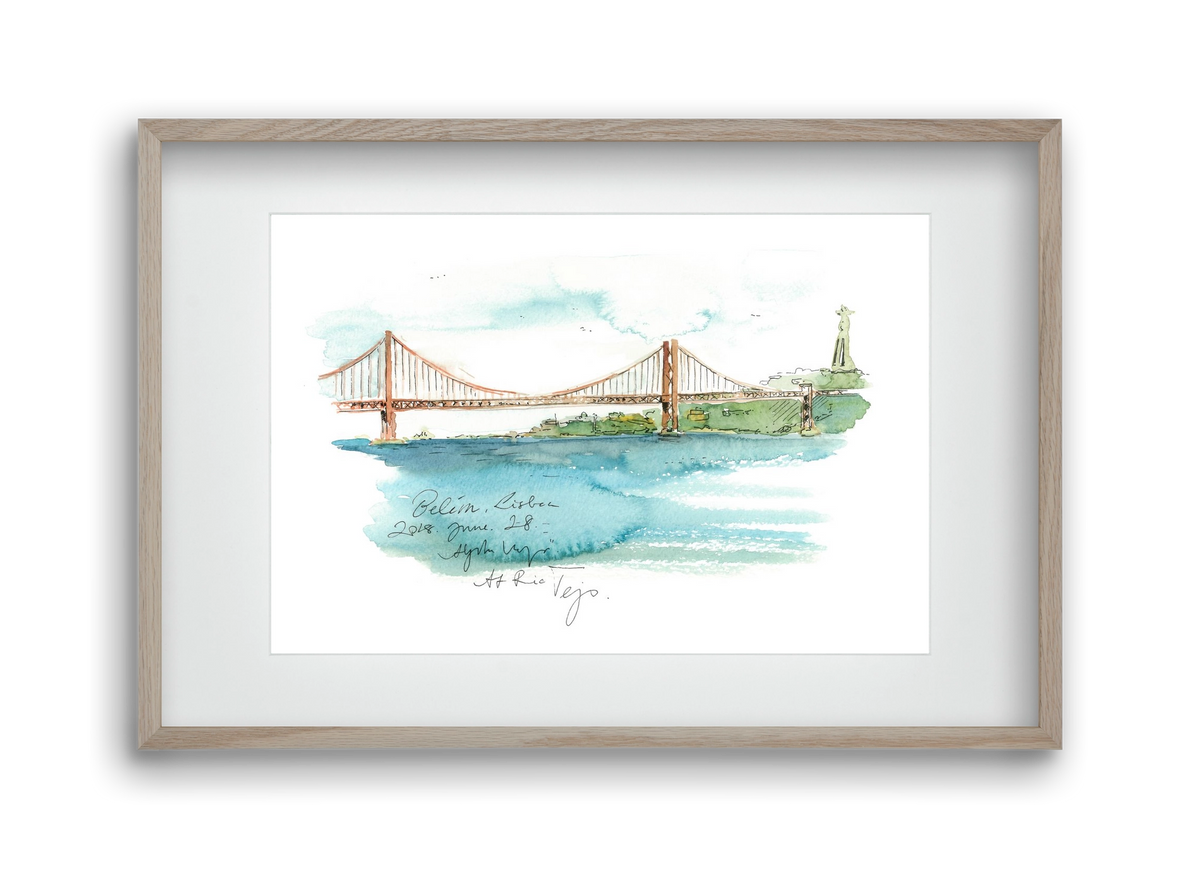 LISBON AQUARELLE NO.26, 45x30 cm (30x20 cm), Tölgy keret, paszpartuval