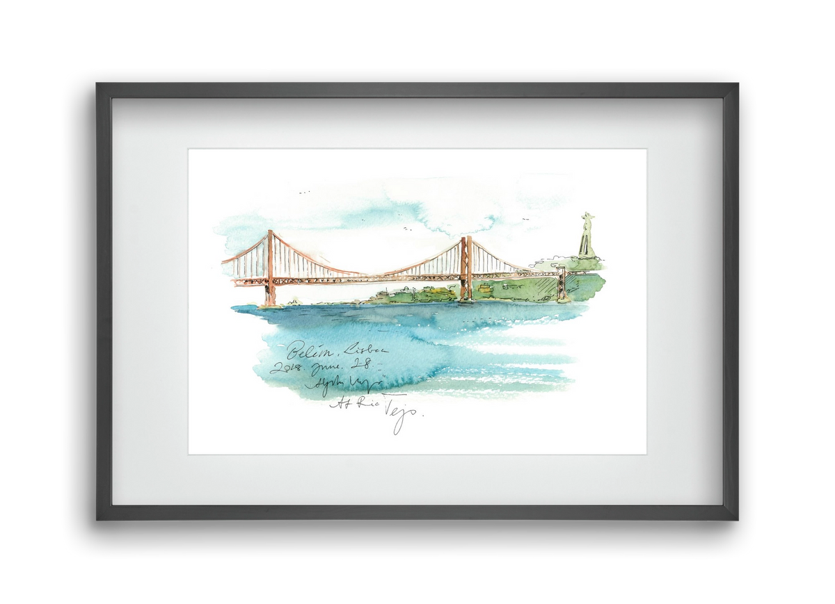 LISBON AQUARELLE NO.26, 45x30 cm (30x20 cm), Fekete keret, paszpartuval