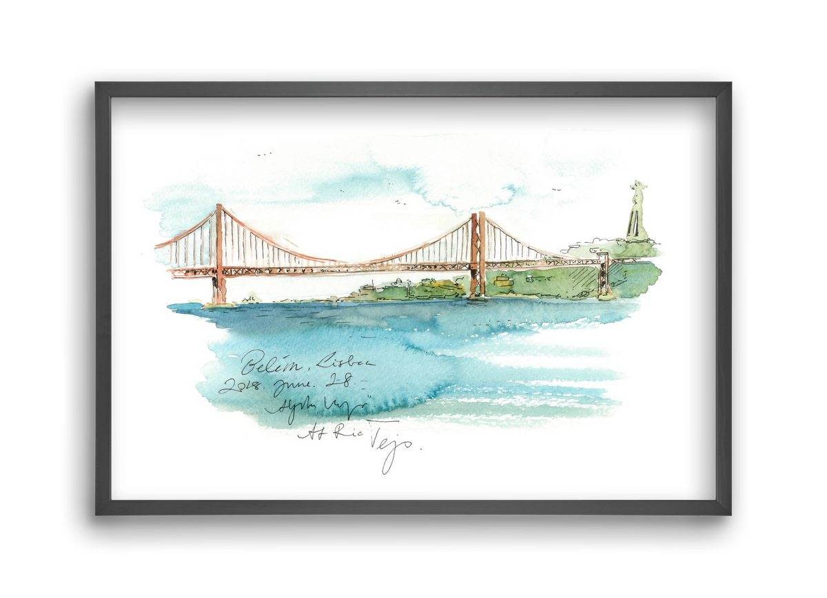 LISBON AQUARELLE NO.26, 45x30 cm (45x30 cm), Fekete keret