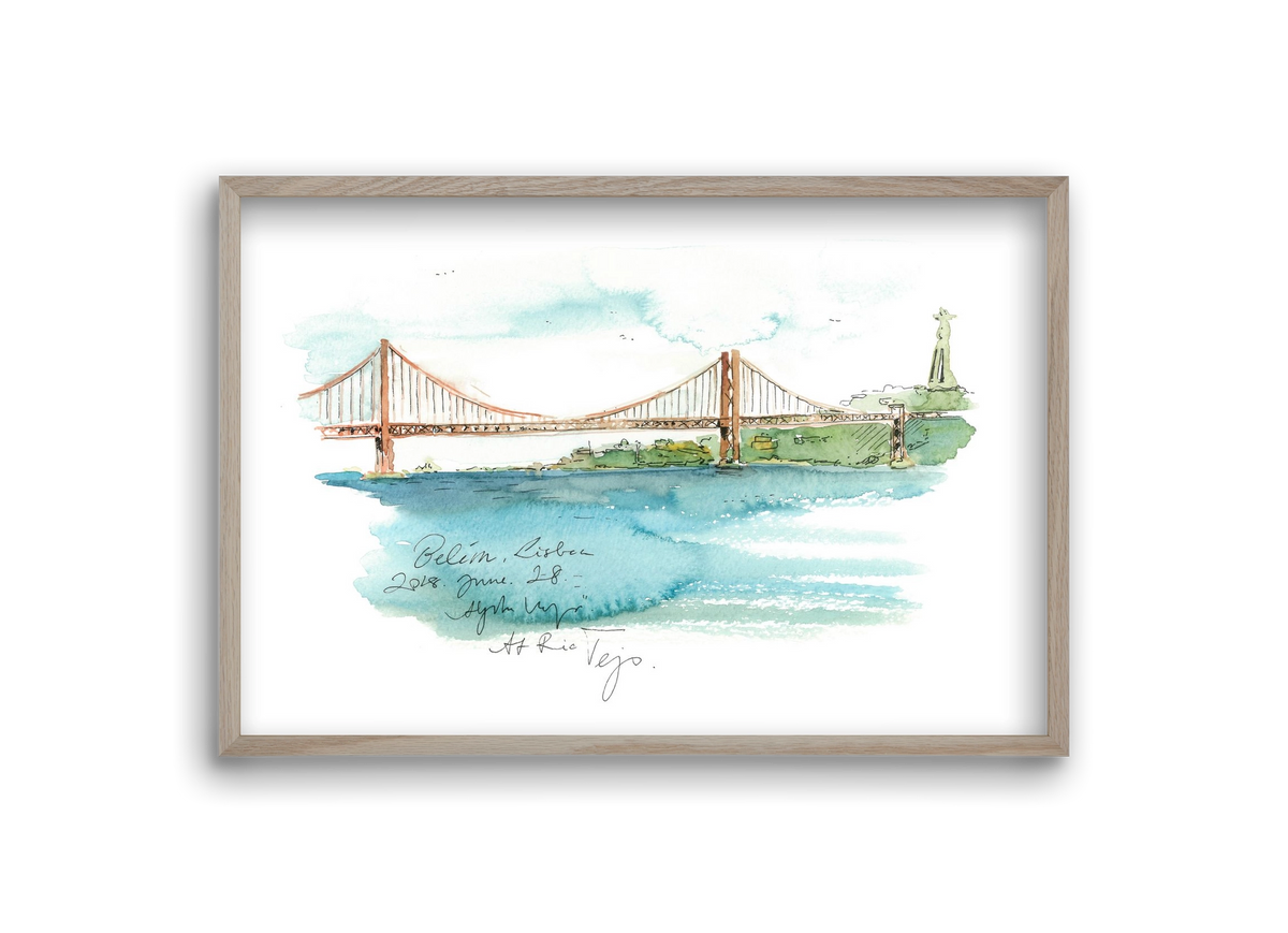 LISBON AQUARELLE NO.26, 30x20 cm (30x20 cm), Tölgy keret