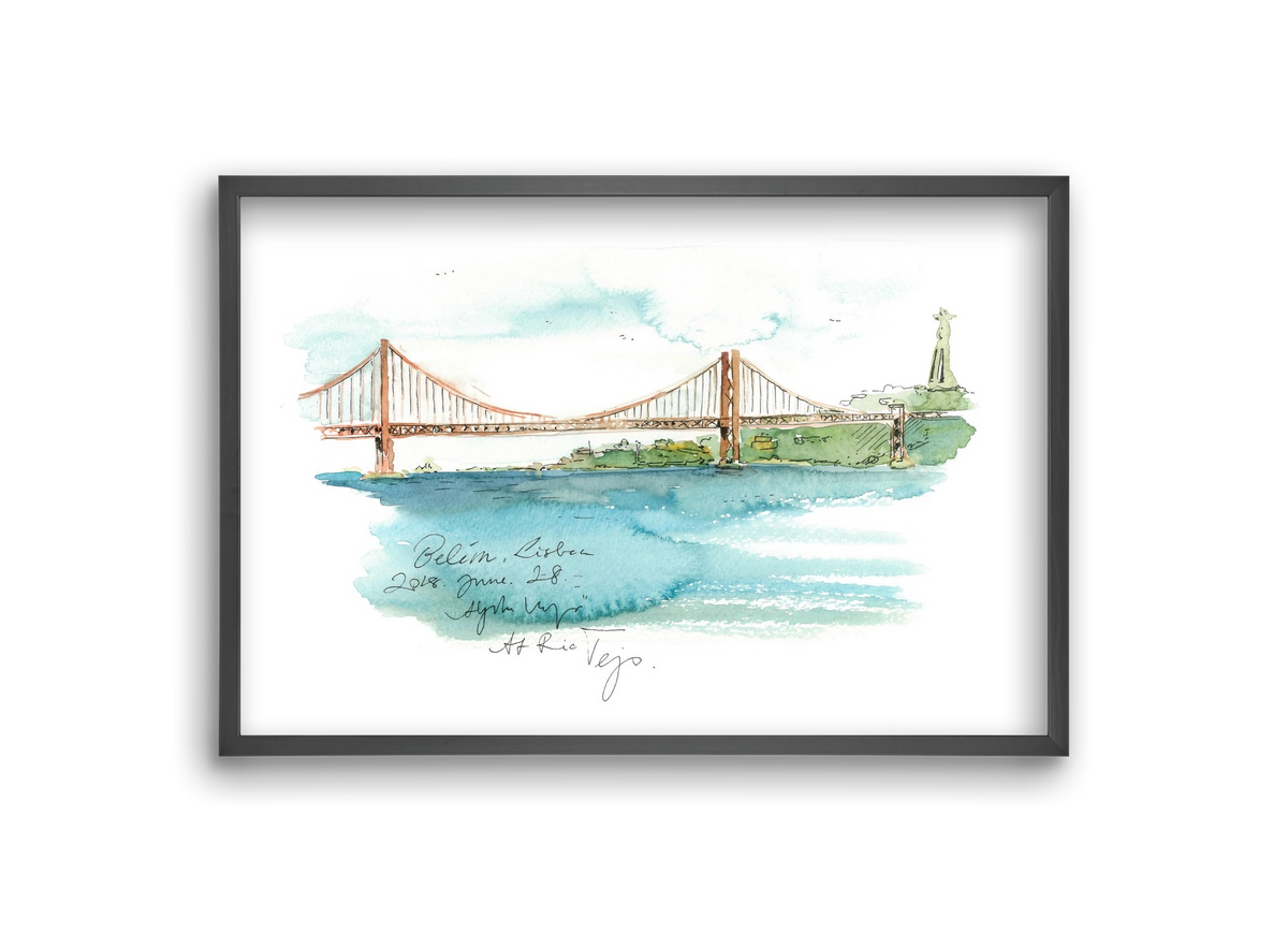 LISBON AQUARELLE NO.26, 30x20 cm (30x20 cm), Fekete keret