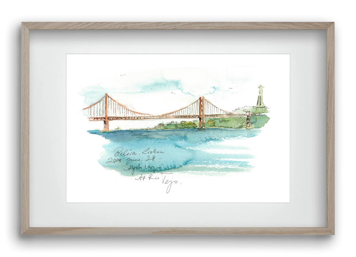 LISBON AQUARELLE NO.26, 60x40 cm (45x30 cm), Tölgy keret, paszpartuval