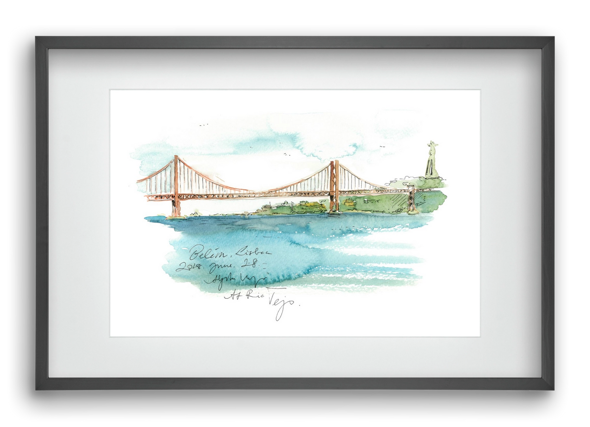 LISBON AQUARELLE NO.26, 60x40 cm (45x30 cm), Fekete keret, paszpartuval