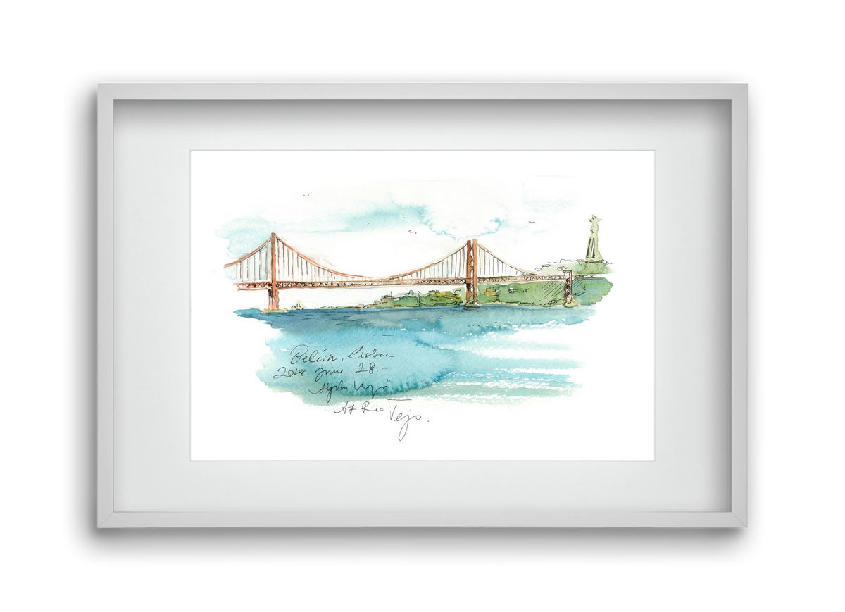 LISBON AQUARELLE NO.26, 45x30 cm (30x20 cm), Fehér keret, paszpartuval