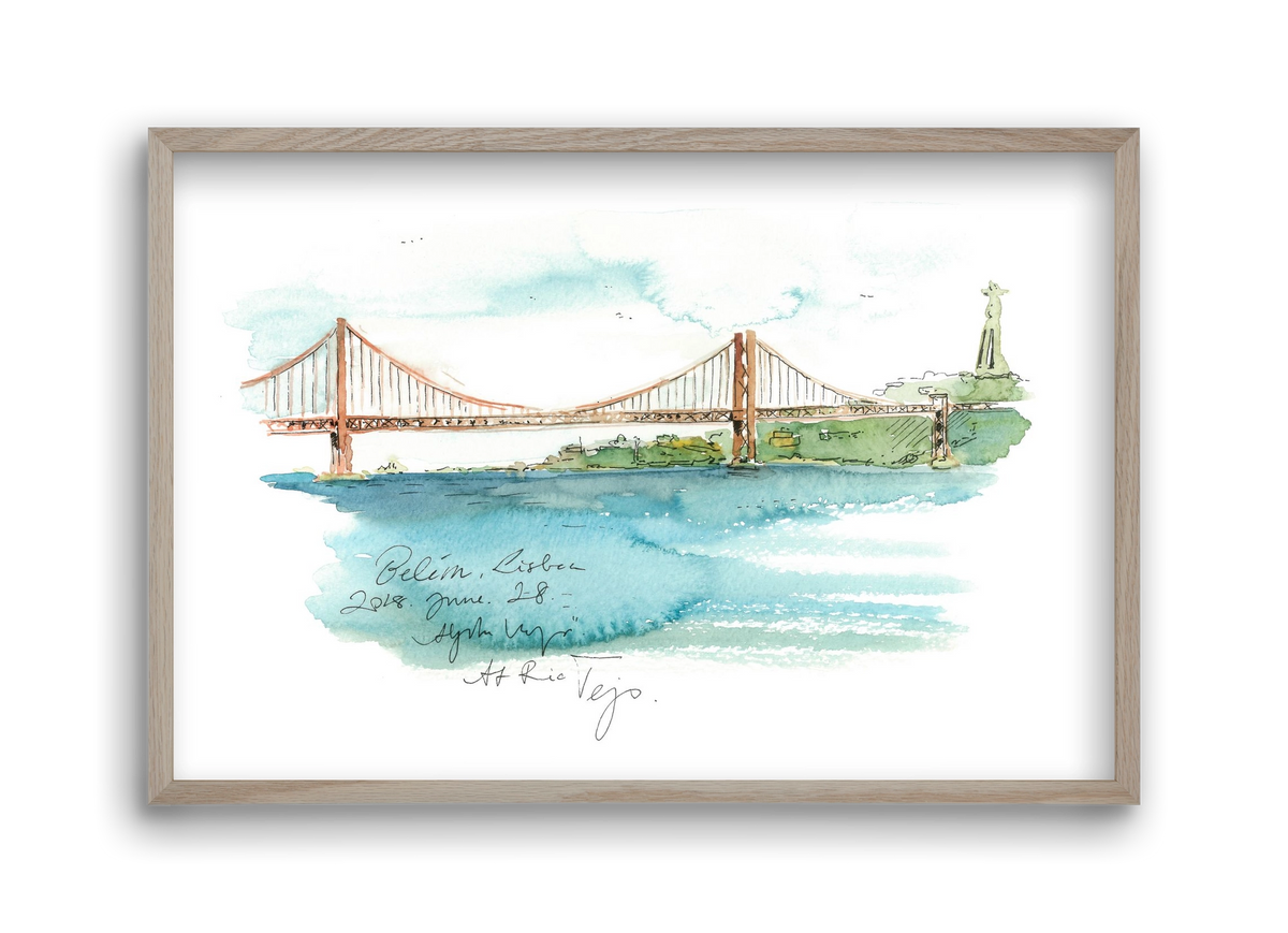 LISBON AQUARELLE NO.26, 45x30 cm (45x30 cm), Tölgy keret