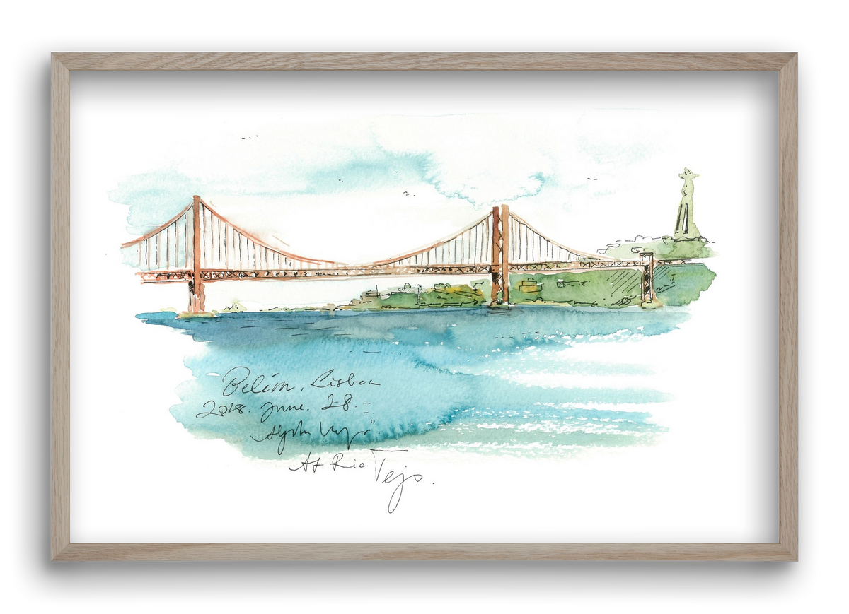 LISBON AQUARELLE NO.26, 60x40 cm (60x40 cm), Tölgy keret