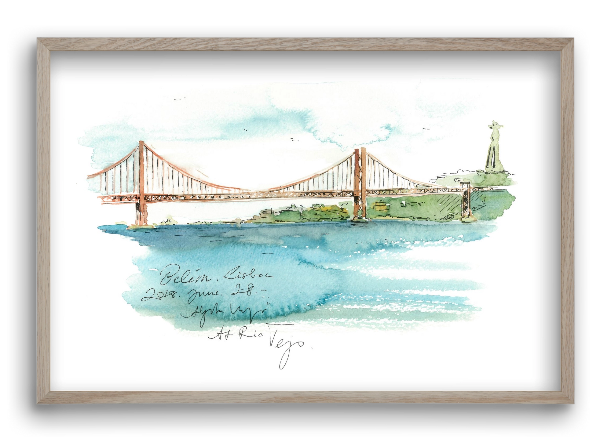 LISBON AQUARELLE NO.26, 60x40 cm (60x40 cm), Tölgy keret