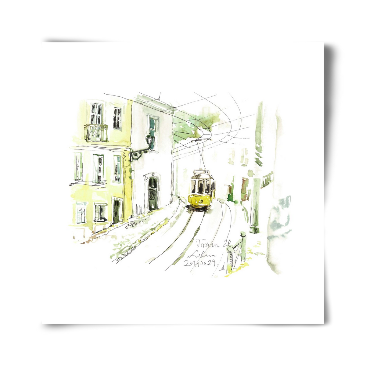 LISBON AQUARELLE NO.27, 40x40 cm, Keret nélkül