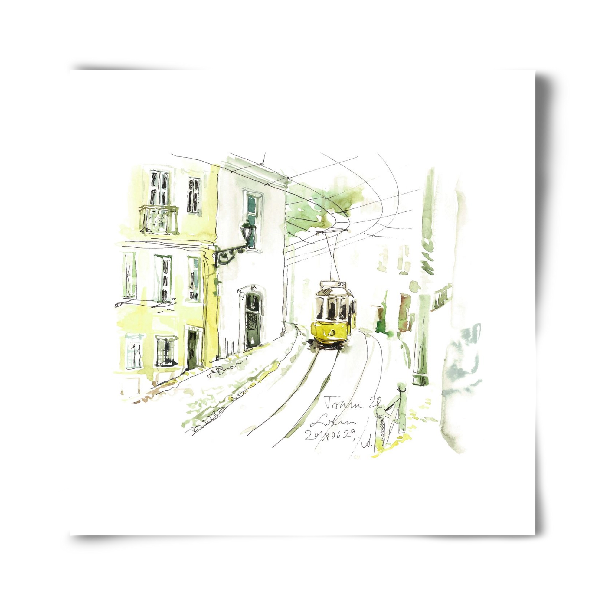 LISBON AQUARELLE NO.27, 40x40 cm, Keret nélkül
