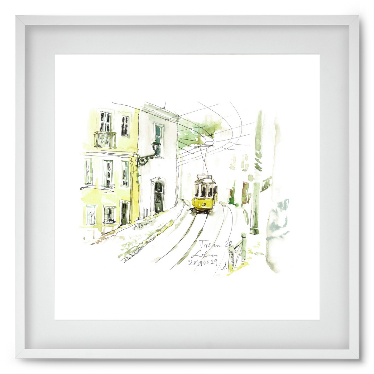 LISBON AQUARELLE NO.27, 50x50 cm (40x40 cm), Fehér keret, paszpartuval
