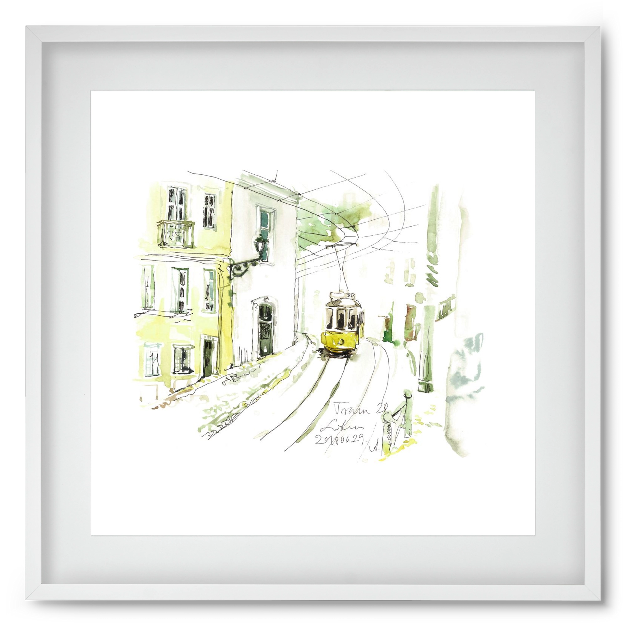 LISBON AQUARELLE NO.27, 50x50 cm (40x40 cm), Fehér keret, paszpartuval