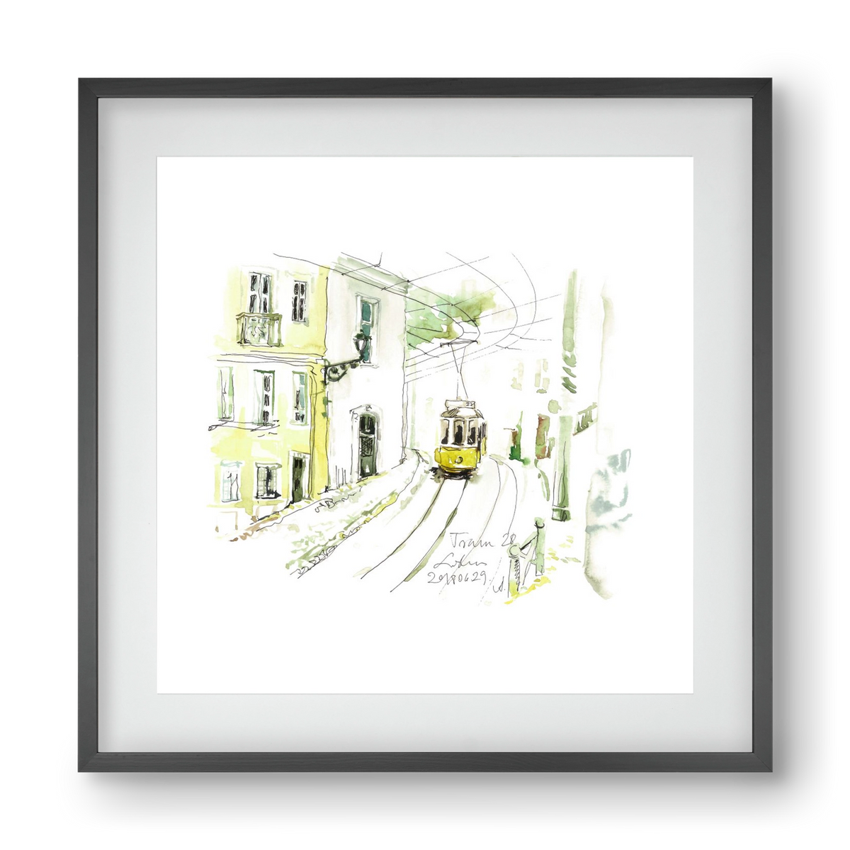 LISBON AQUARELLE NO.27, 40x40 cm (30x30 cm), Fekete keret, paszpartuval