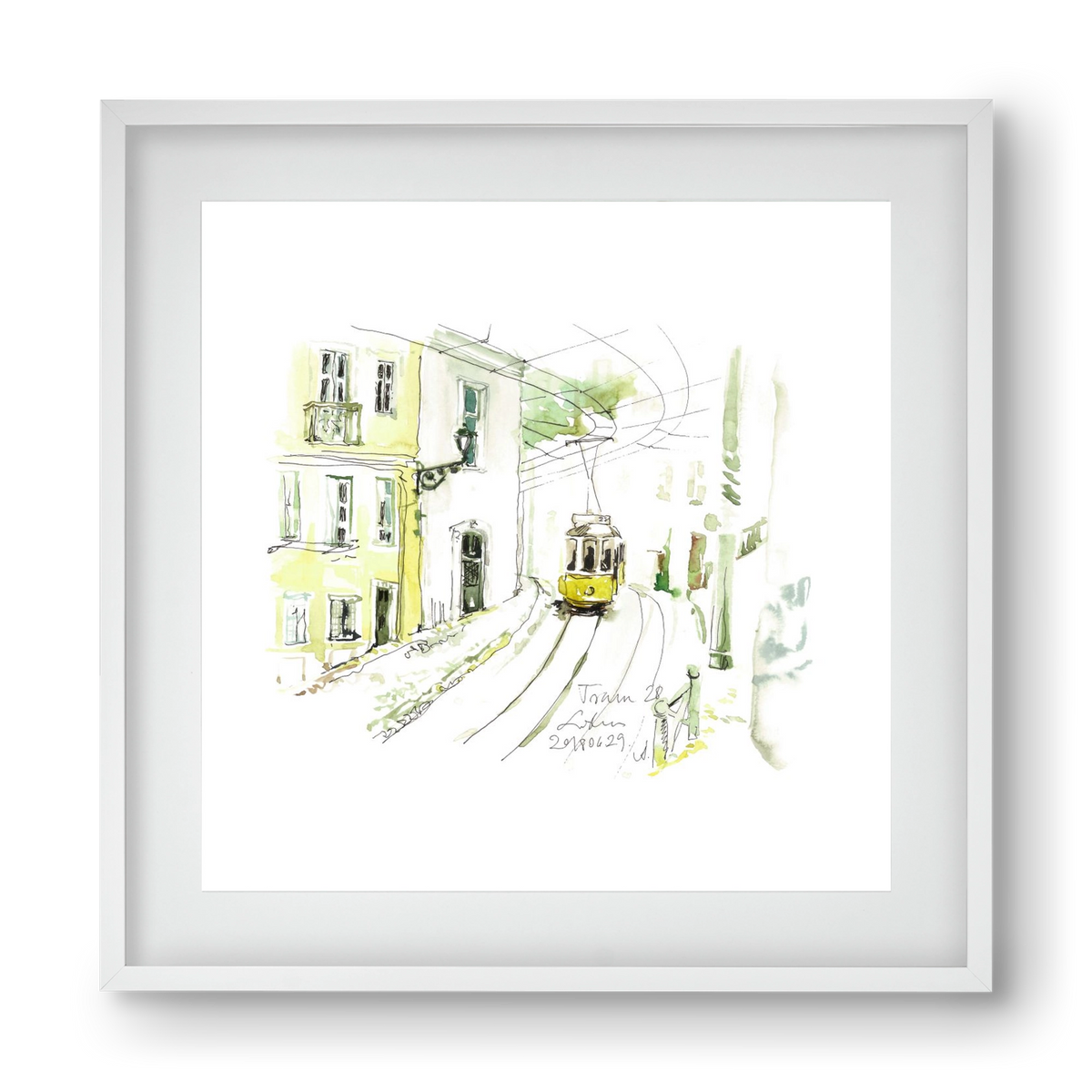 LISBON AQUARELLE NO.27, 40x40 cm (30x30 cm), Fehér keret, paszpartuval