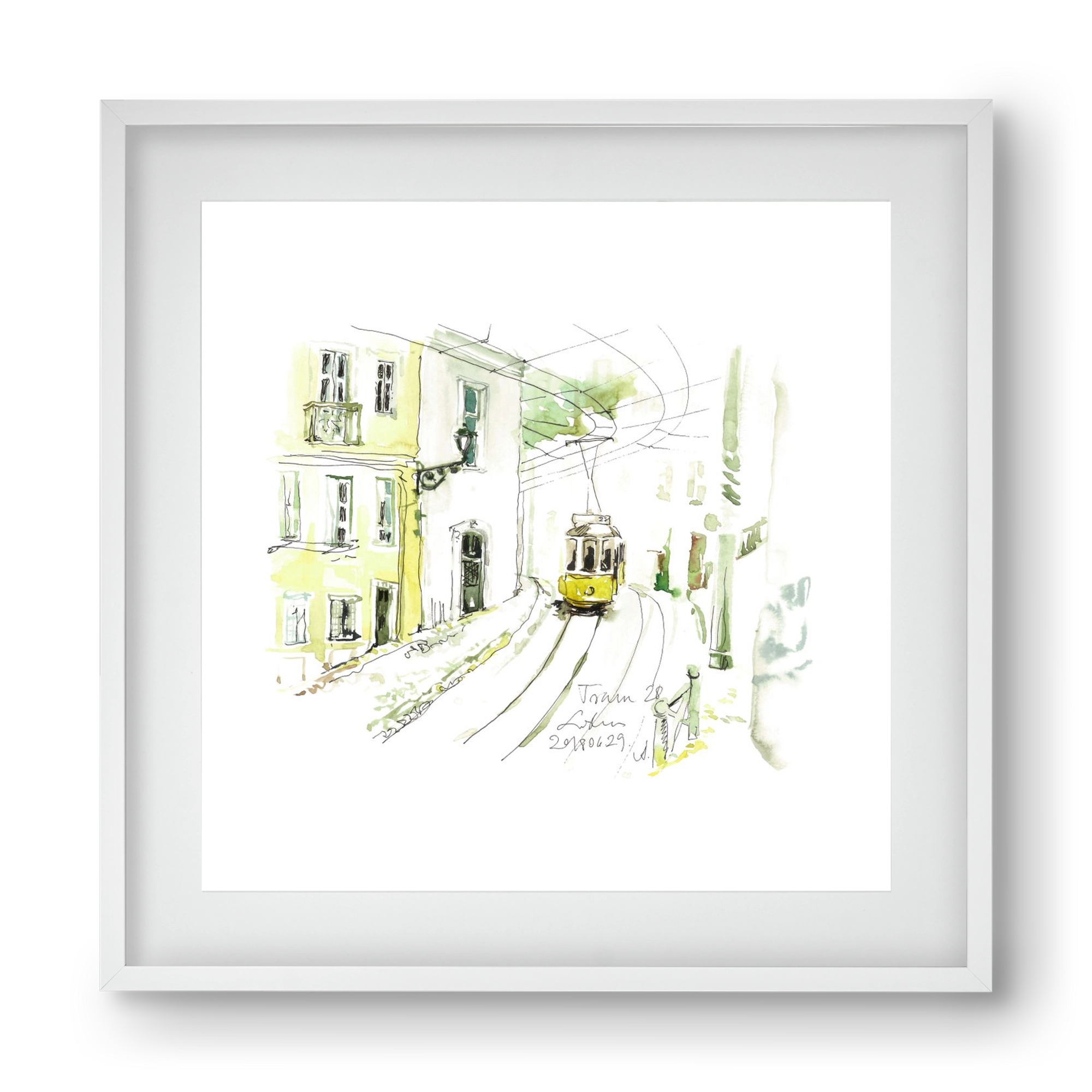 LISBON AQUARELLE NO.27, 40x40 cm (30x30 cm), Fehér keret, paszpartuval