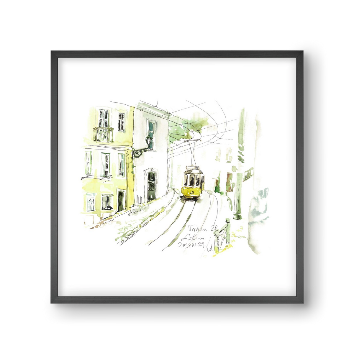 LISBON AQUARELLE NO.27, 30x30 cm (30x30 cm), Fekete keret